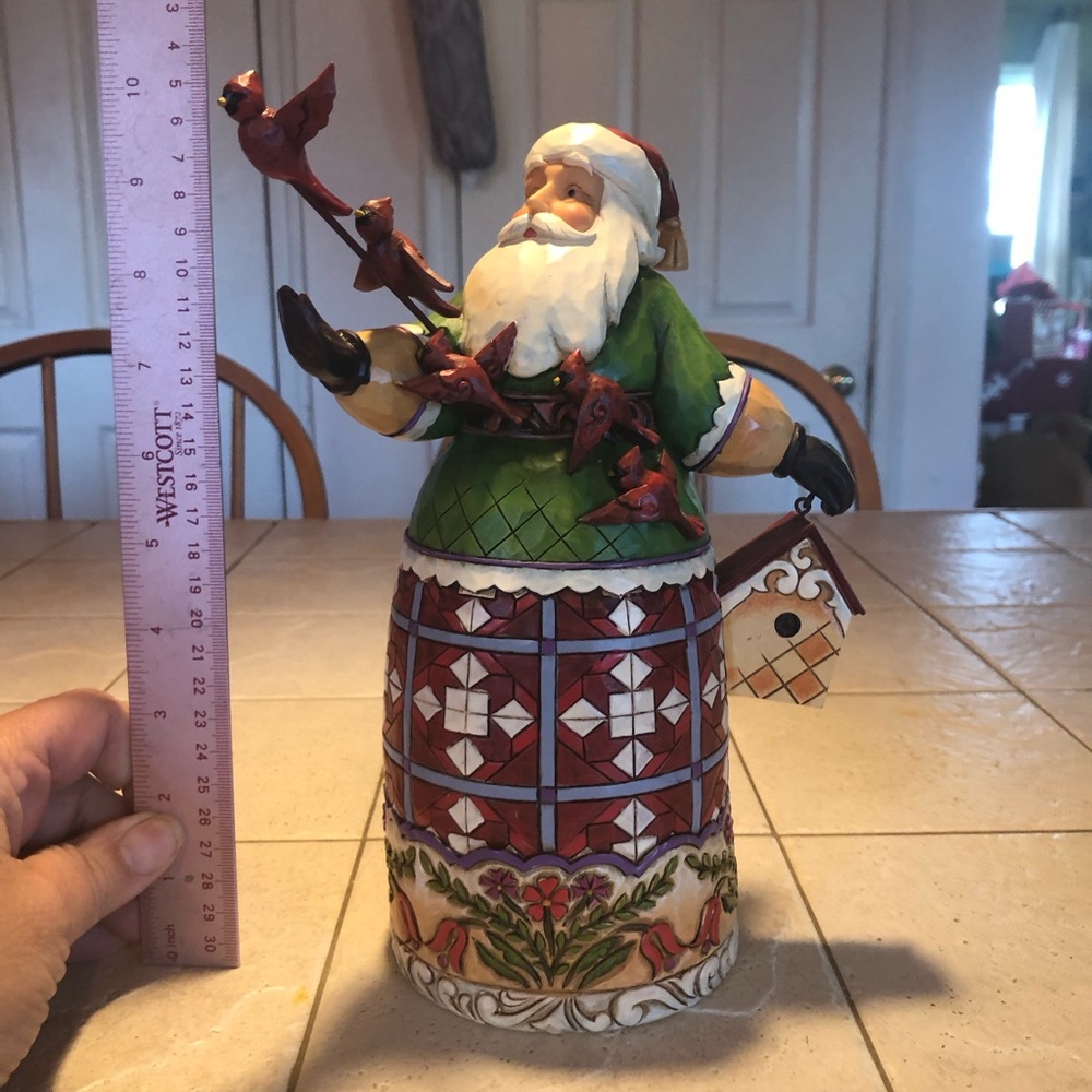 Jim Shore Spirits Bright Take Flight; 10” Santa with cardinals in flight
